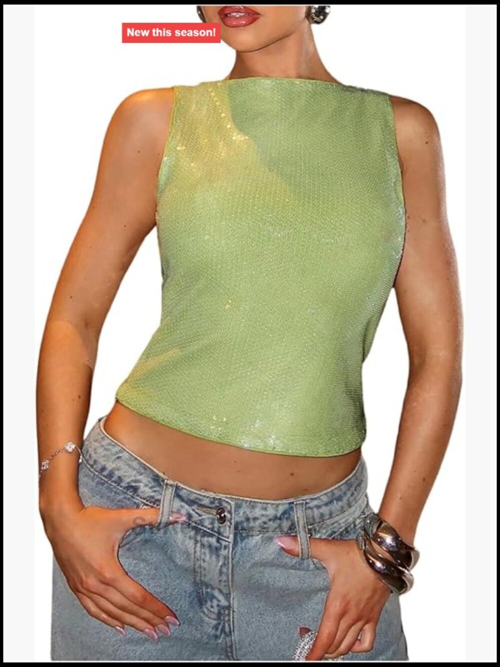 Sequin Tank Top Sleeveless Rave Festival Party Top